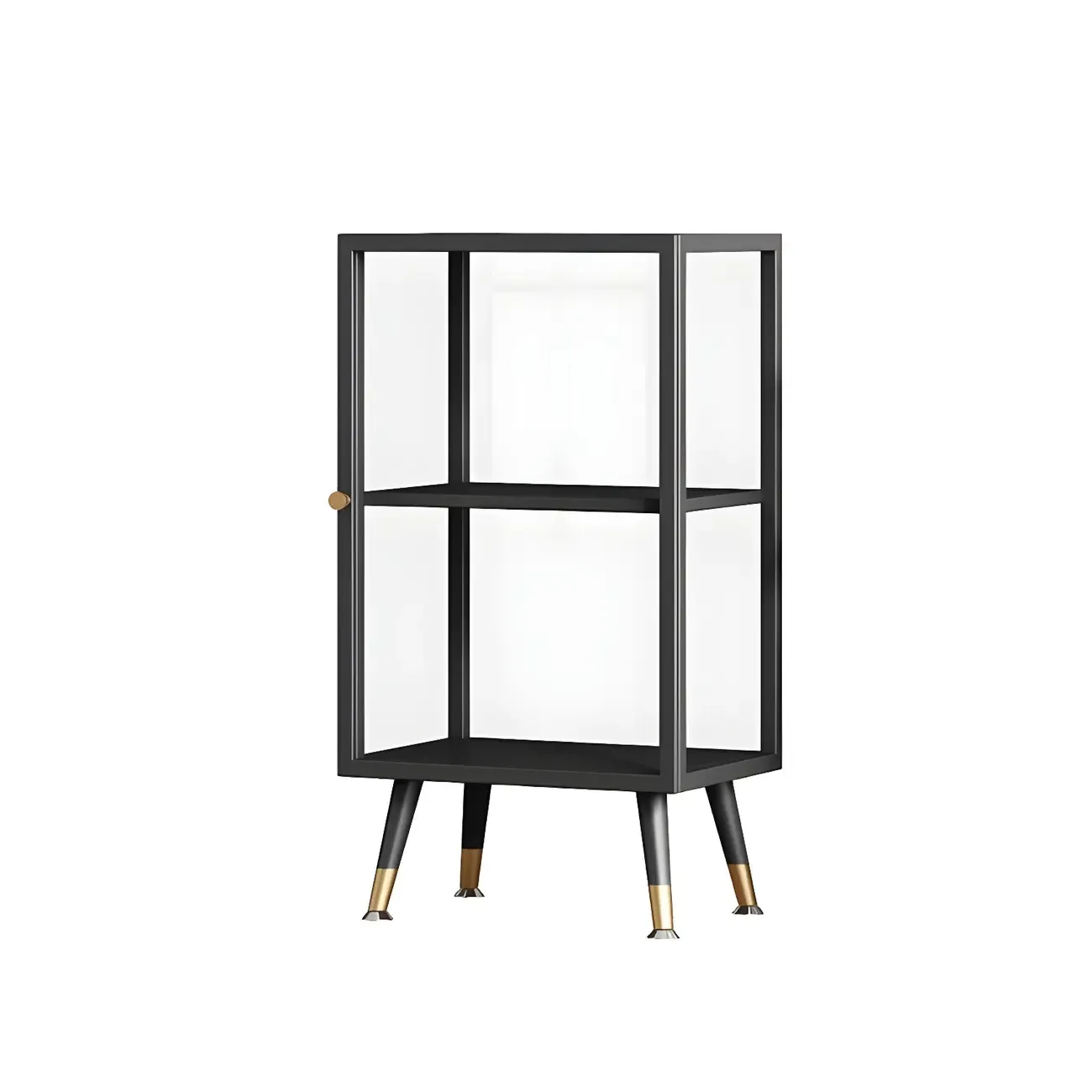 Modern Glass Display Cabinet with Shelves for Living Room Image - 12
