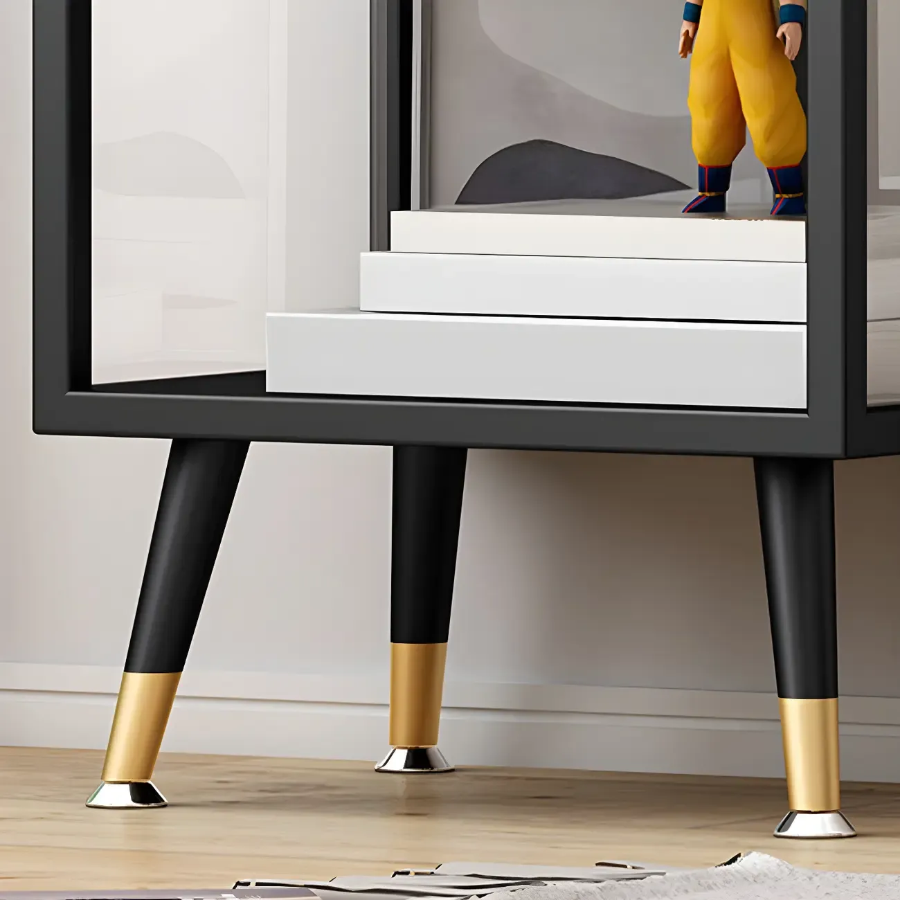 Modern Glass Display Cabinet with Shelves for Living Room Image - 13