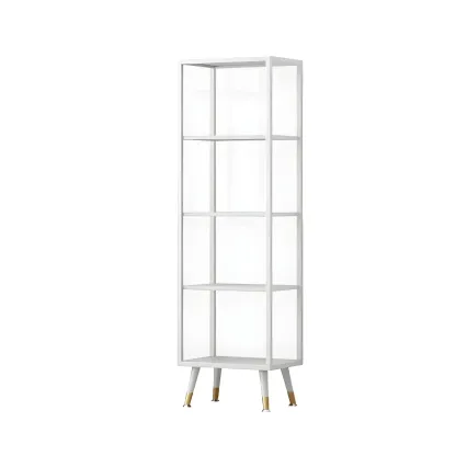 Modern Glass Display Cabinet with Shelves for Living Room Image - 14