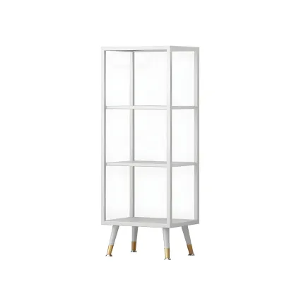 Modern Glass Display Cabinet with Shelves for Living Room Image - 15