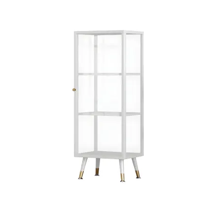 Modern Glass Display Cabinet with Shelves for Living Room Image - 18