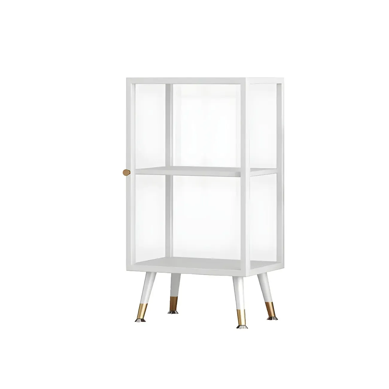 Modern Glass Display Cabinet with Shelves for Living Room Image - 19