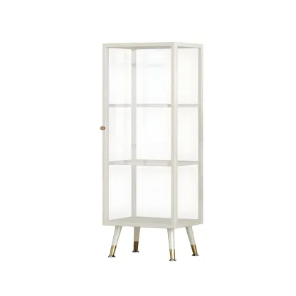 Modern Glass Display Cabinet with Shelves for Living Room Image - 24
