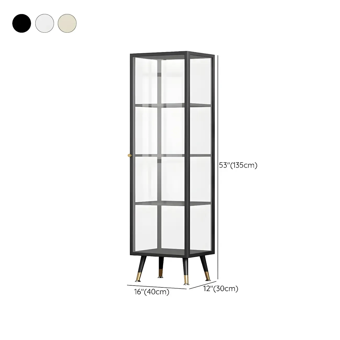 Modern Glass Display Cabinet with Shelves for Living Room #size