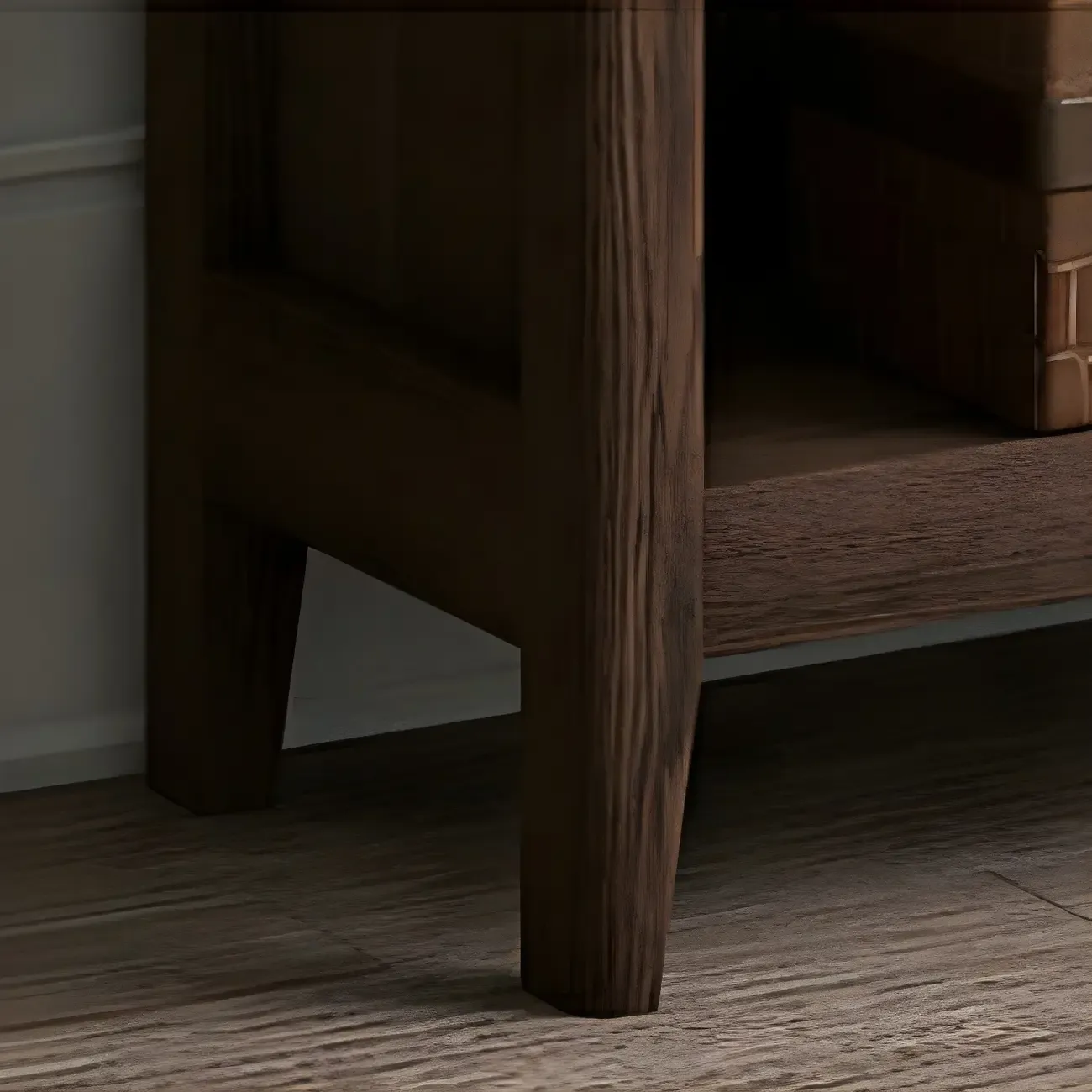 Modern Wooden Bookcase with Adjustable Shelves and Drawers