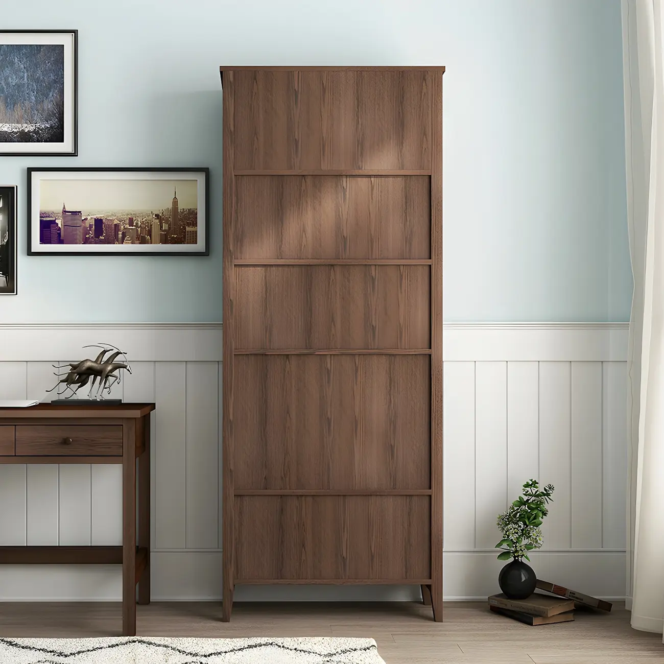 Modern Wooden Bookcase with Adjustable Shelves and Drawers | homeyfad