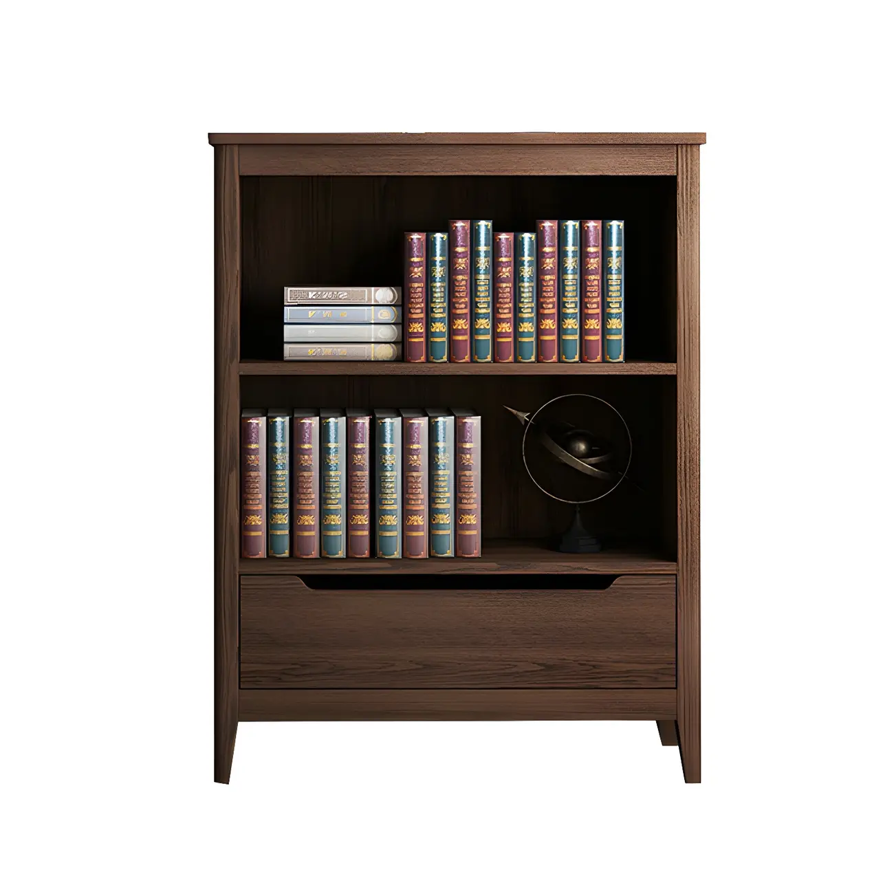 Modern Wooden Bookcase with Adjustable Shelves and Drawers | homeyfad