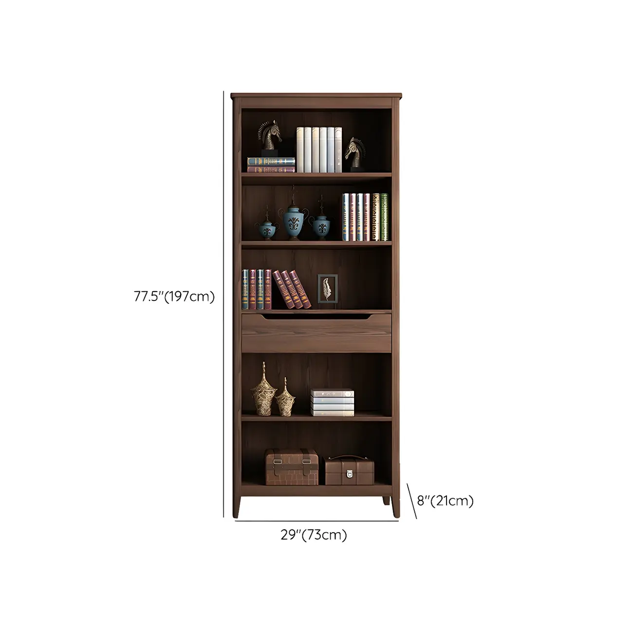 Modern Wooden Bookcase with Adjustable Shelves and Drawers | homeyfad