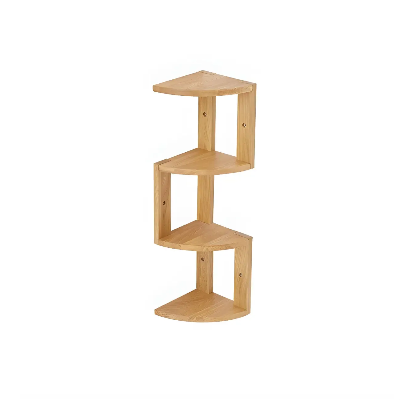 Floating Oak Corner Bookshelves Narrow 4 Shelf | HomeyFad