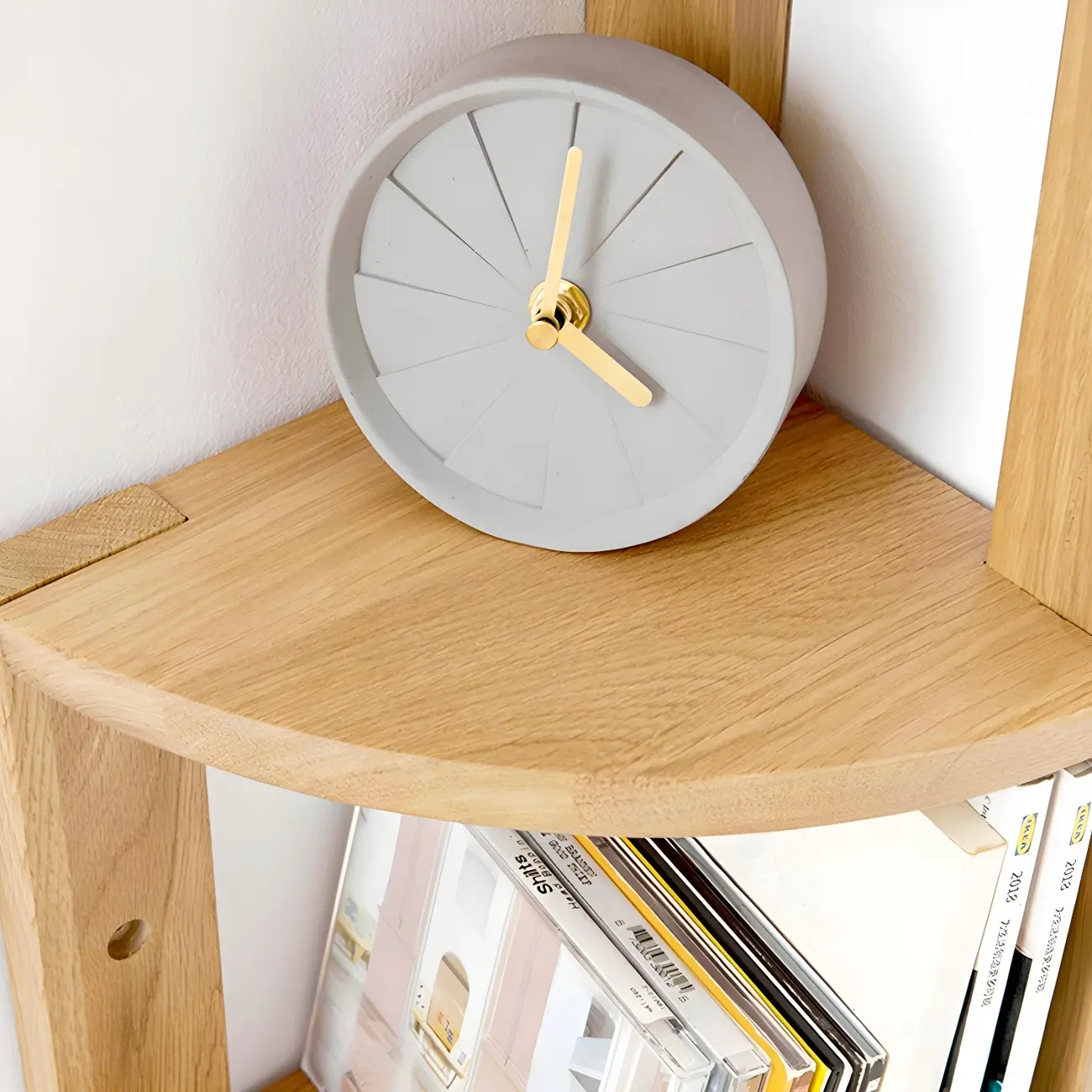 Floating Oak Corner Bookshelves Narrow 4 Shelf Image - 5 | homeyfad