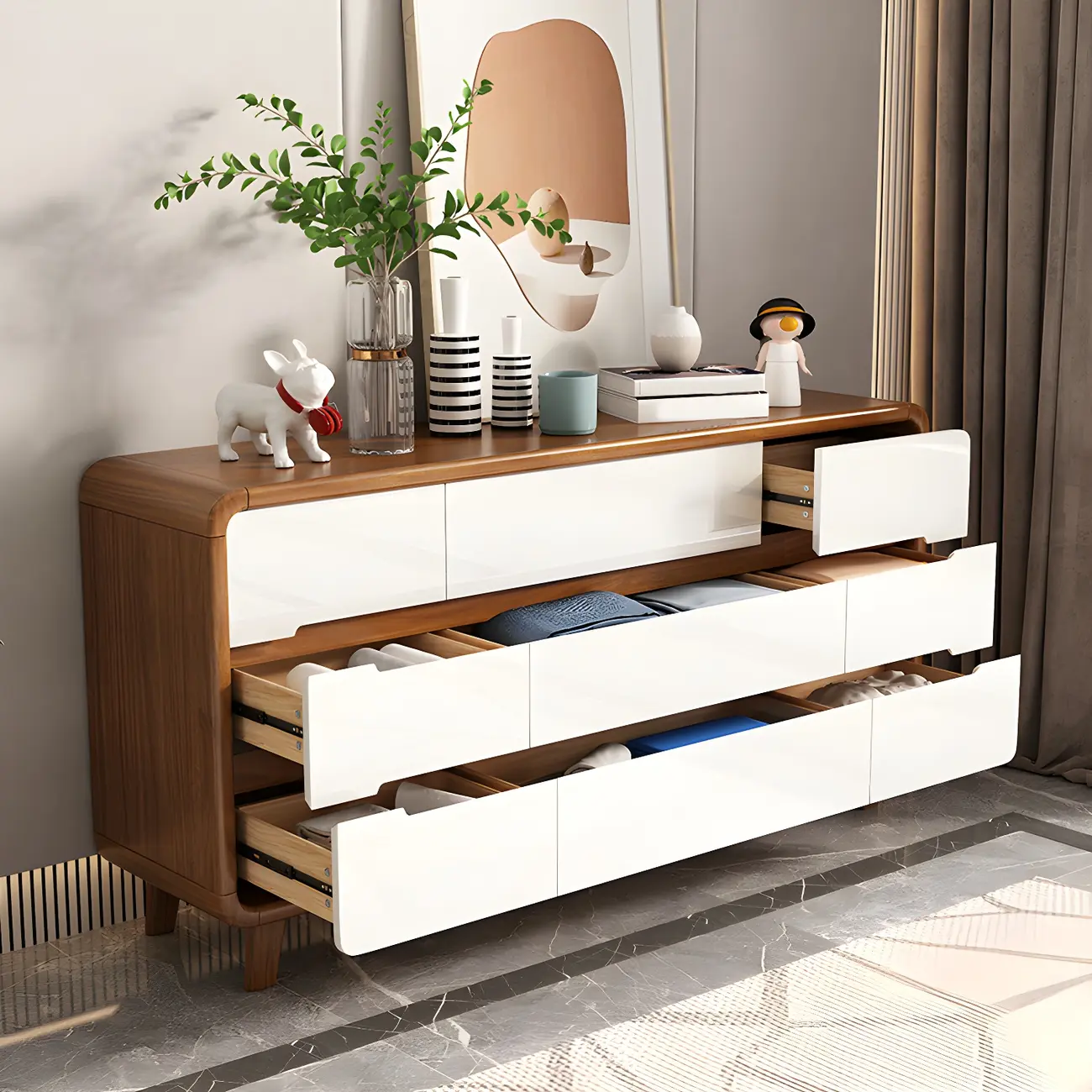 Traditional Brown Wooden Dressers & Chests with Drawers Image - 4 | homeyfad
