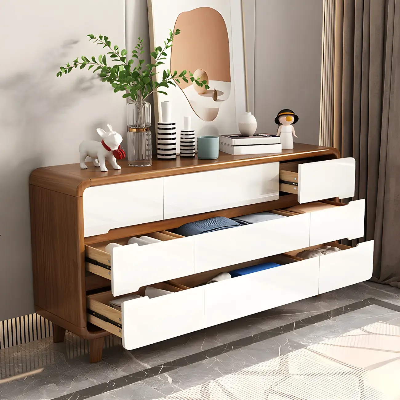 Traditional Brown Wooden Dressers & Chests with Drawers Image - 4