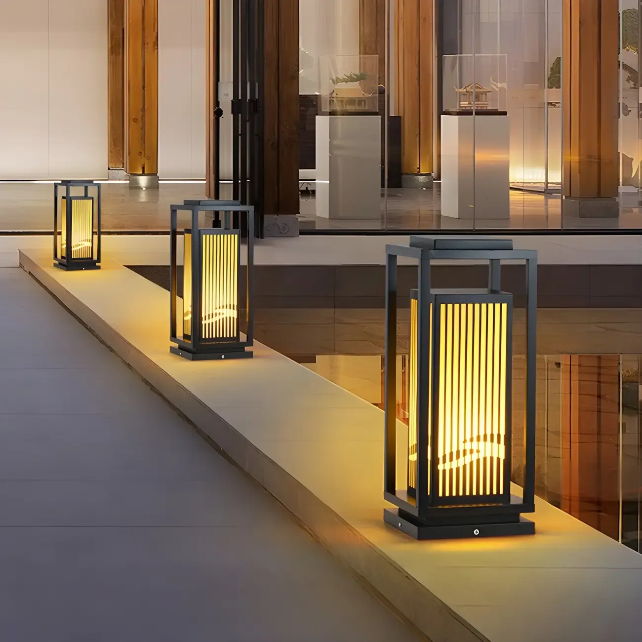 Elegant Vertical Open Rectangle Shade Post Cap Light Image - 1