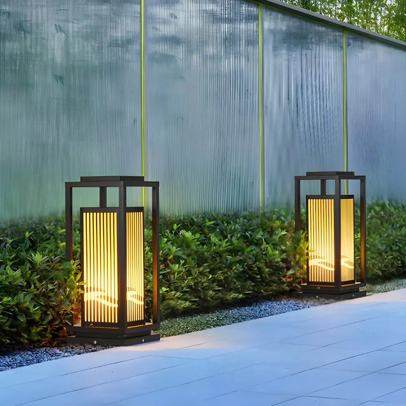 Elegant Vertical Open Rectangle Shade Post Cap Light Image - 2