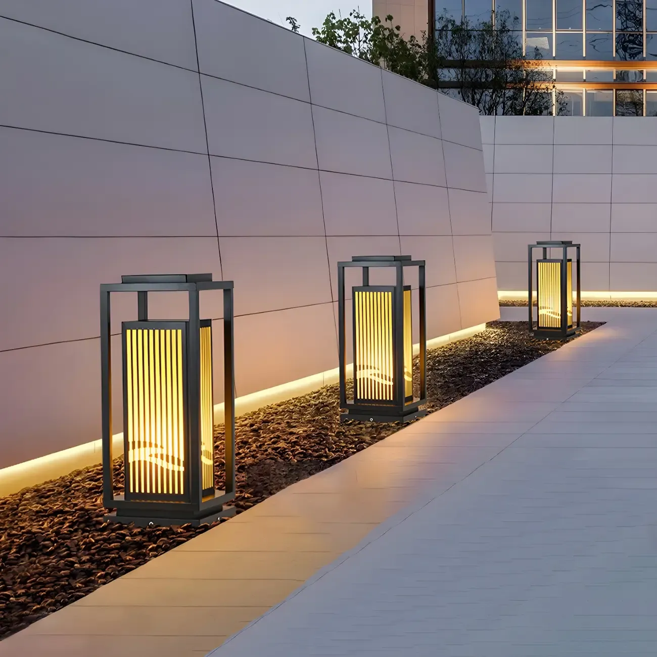 Elegant Vertical Open Rectangle Shade Post Cap Light Image - 4