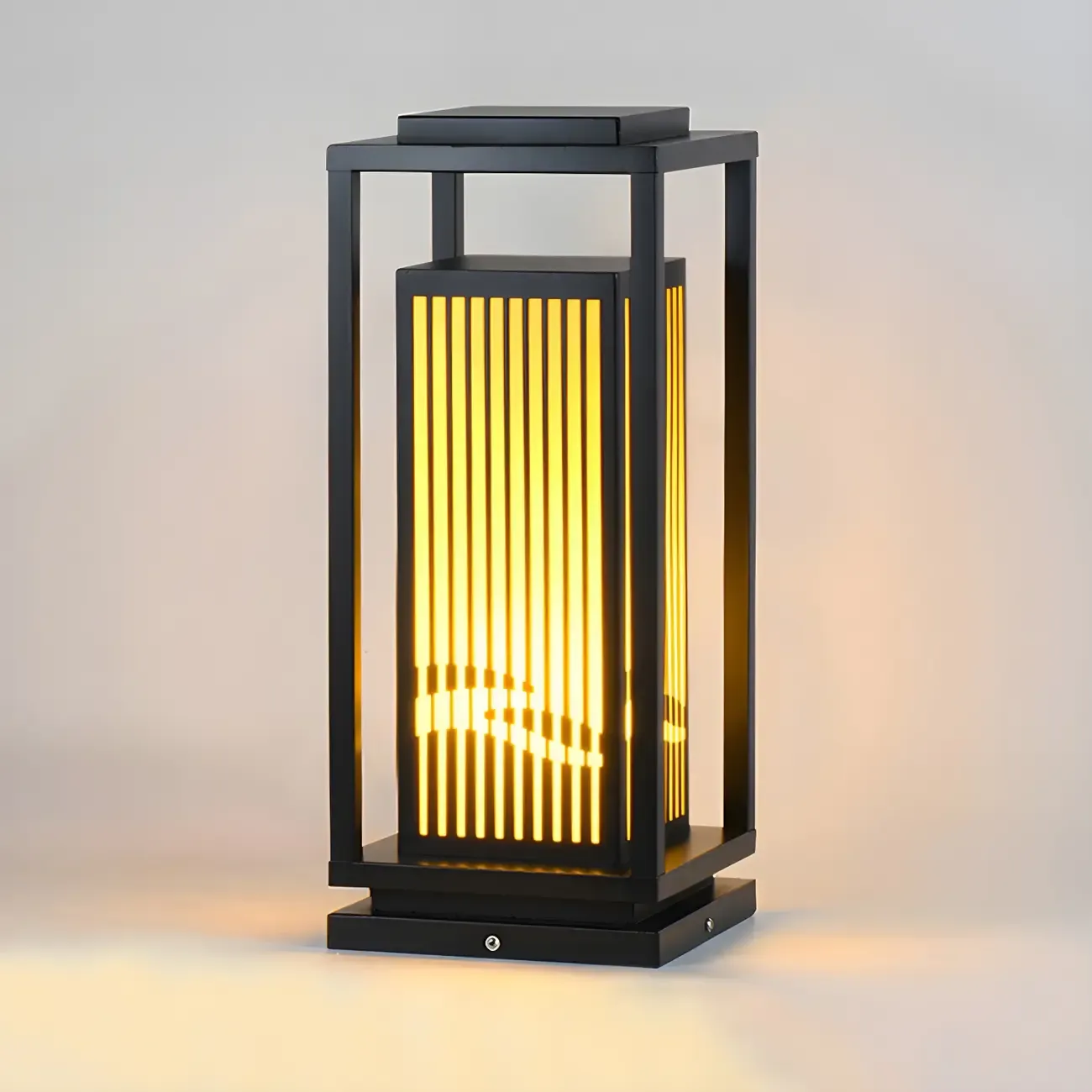 Elegant Vertical Open Rectangle Shade Post Cap Light Image - 7