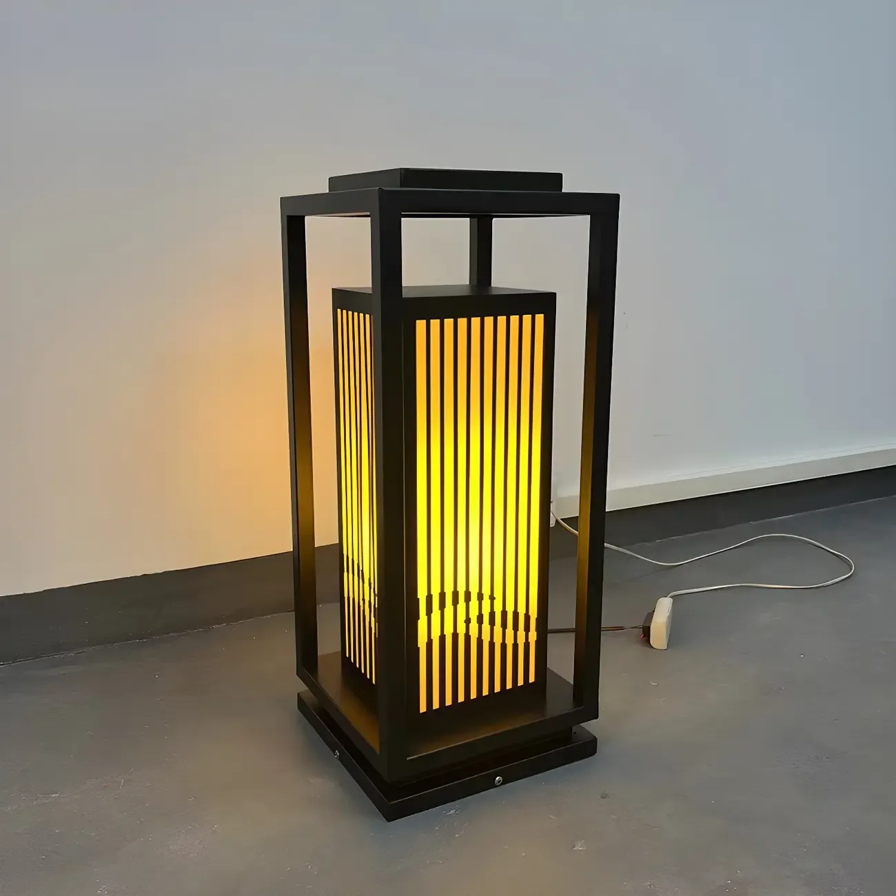 Elegant Vertical Open Rectangle Shade Post Cap Light Image - 8
