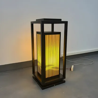 Elegant Vertical Open Rectangle Shade Post Cap Light Image - 8