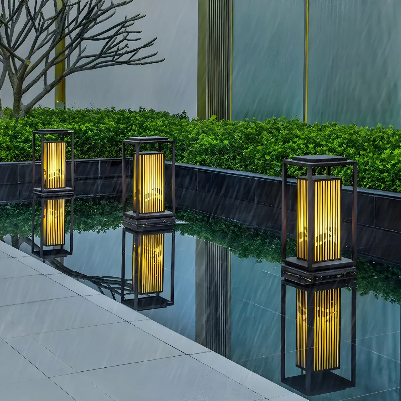 Elegant Vertical Open Rectangle Shade Post Cap Light Image - 3