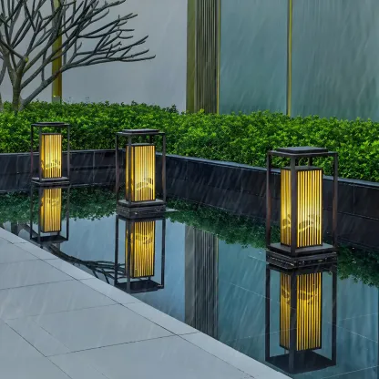 Elegant Vertical Open Rectangle Shade Post Cap Light Image - 3