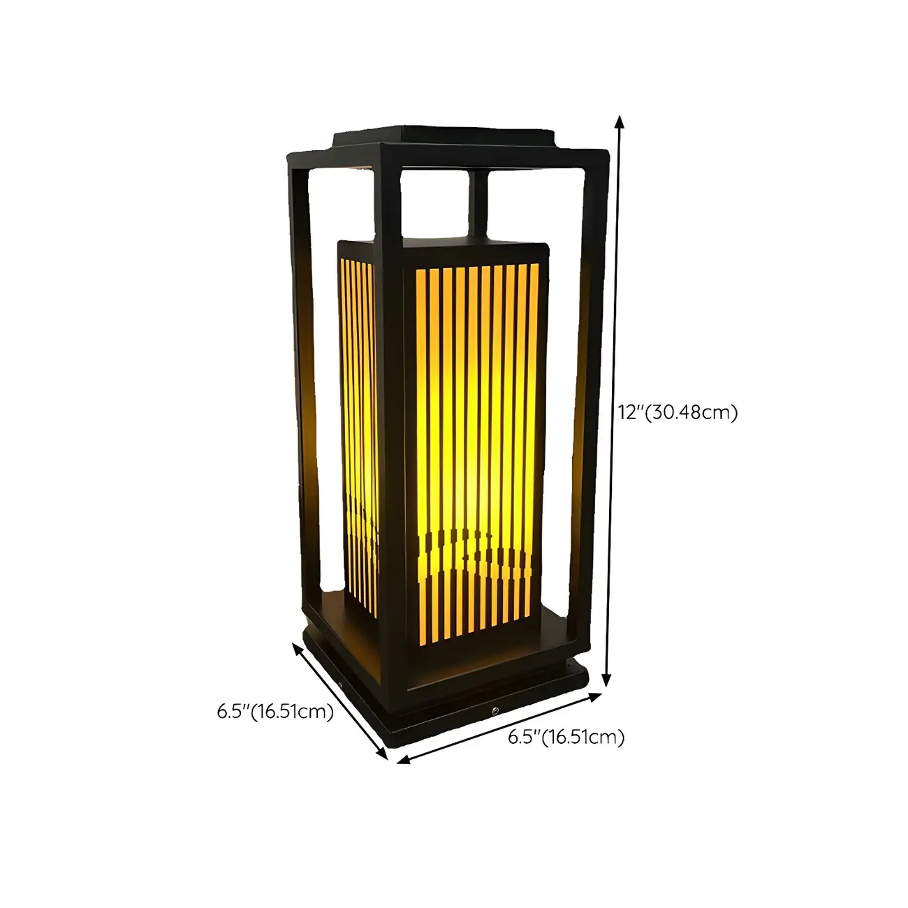 Elegant Vertical Open Rectangle Shade Post Cap Light #size | homeyfad