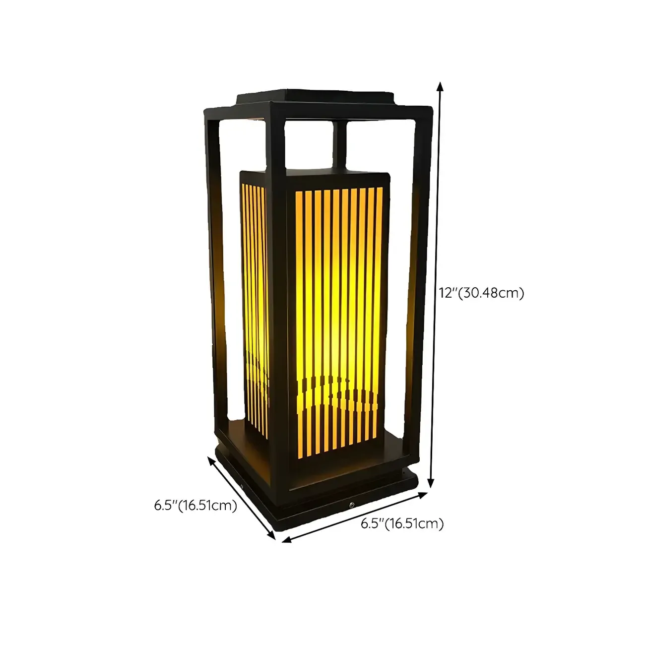 Elegant Vertical Open Rectangle Shade Post Cap Light #size