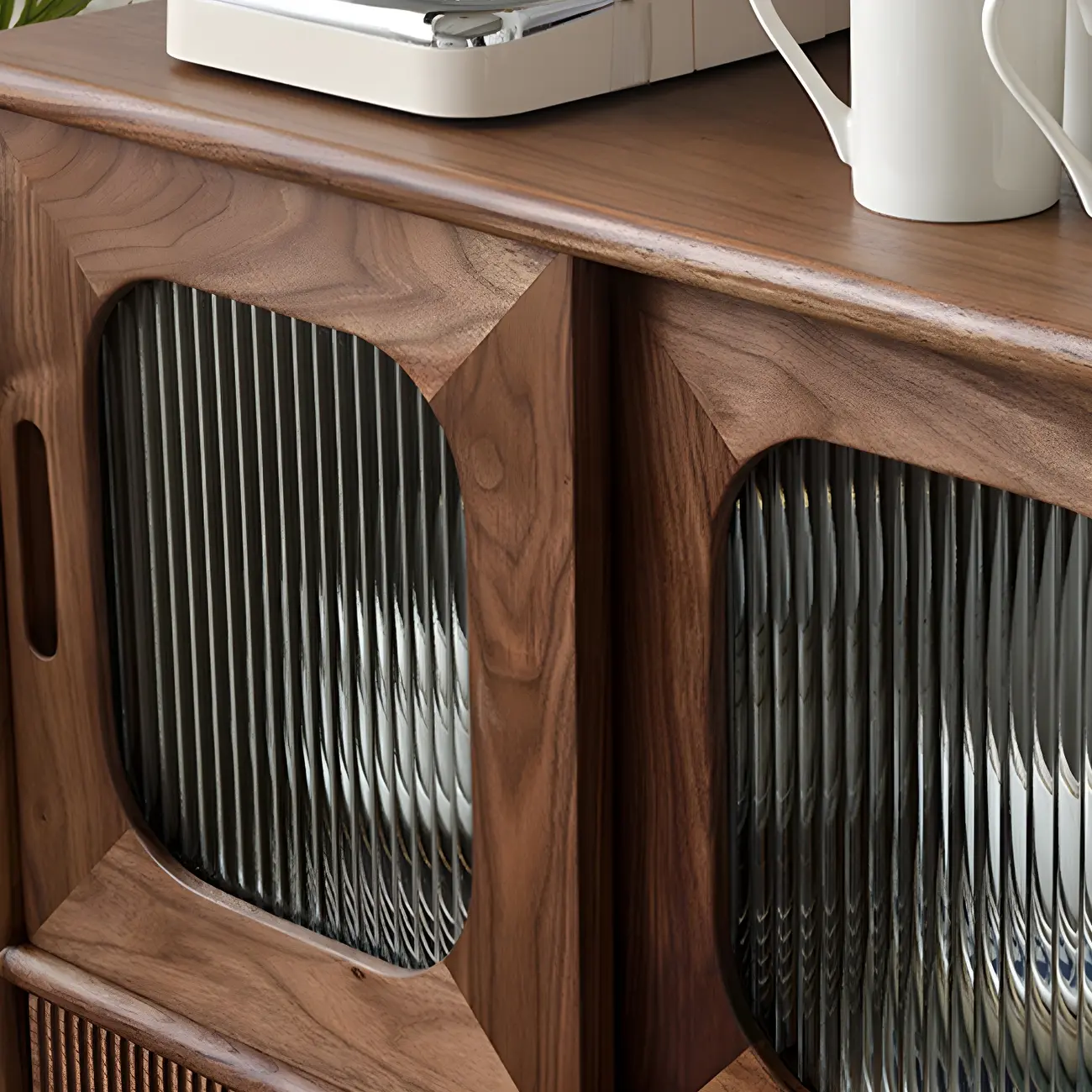 Traditional Wooden Display Cabinet with Glass Doors and Drawers Image - 7 | homeyfad