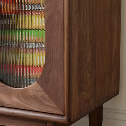 Traditional Wooden Display Cabinet with Glass Doors and Drawers Image - 8