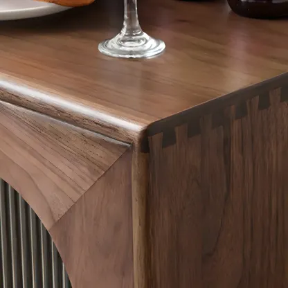 Traditional Wooden Display Cabinet with Glass Doors and Drawers Image - 10