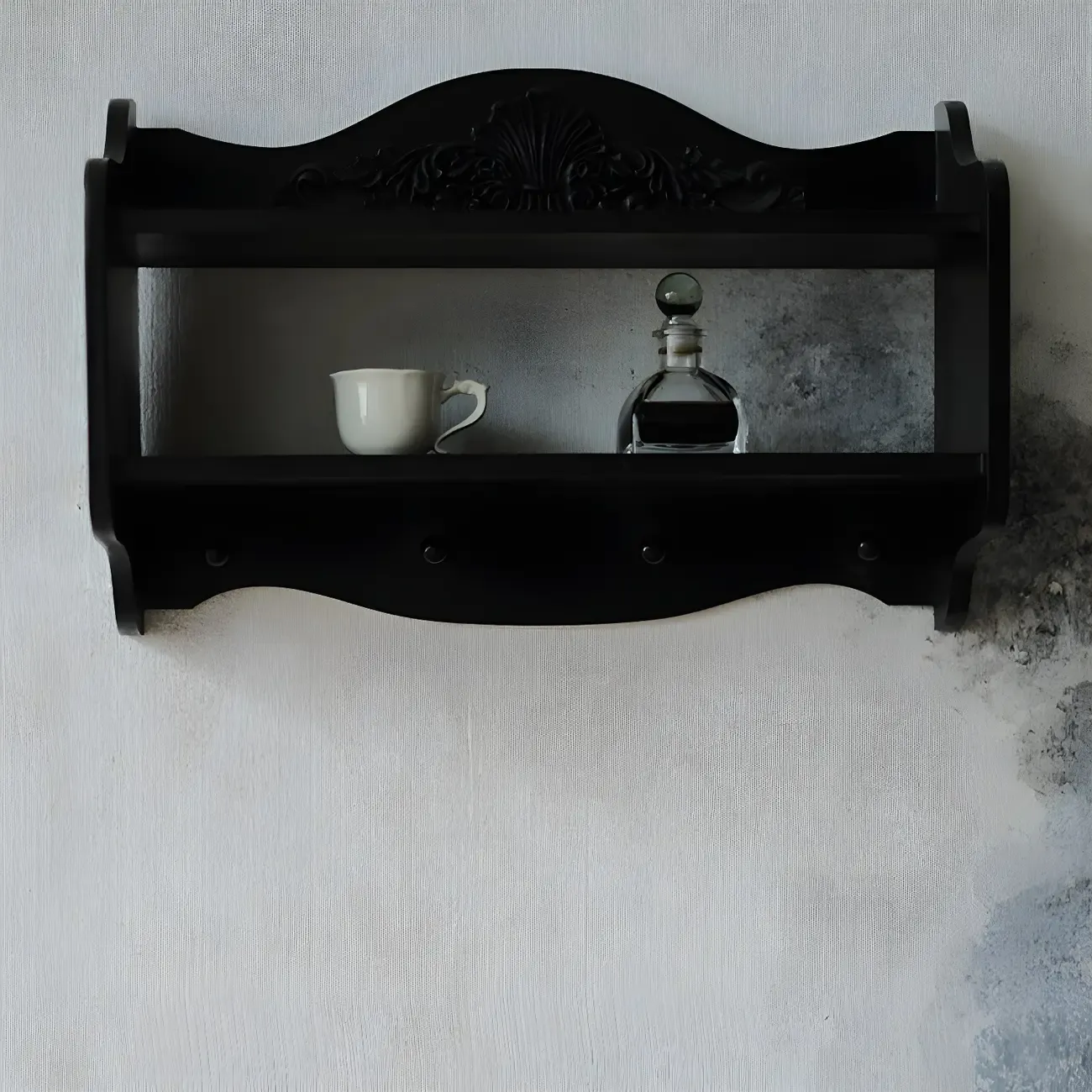 Small Black Wooden Wall-Mounted Display Cabinet Image - 6