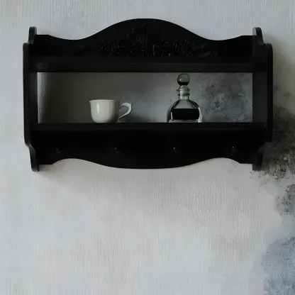 Small Black Wooden Wall-Mounted Display Cabinet Image - 6