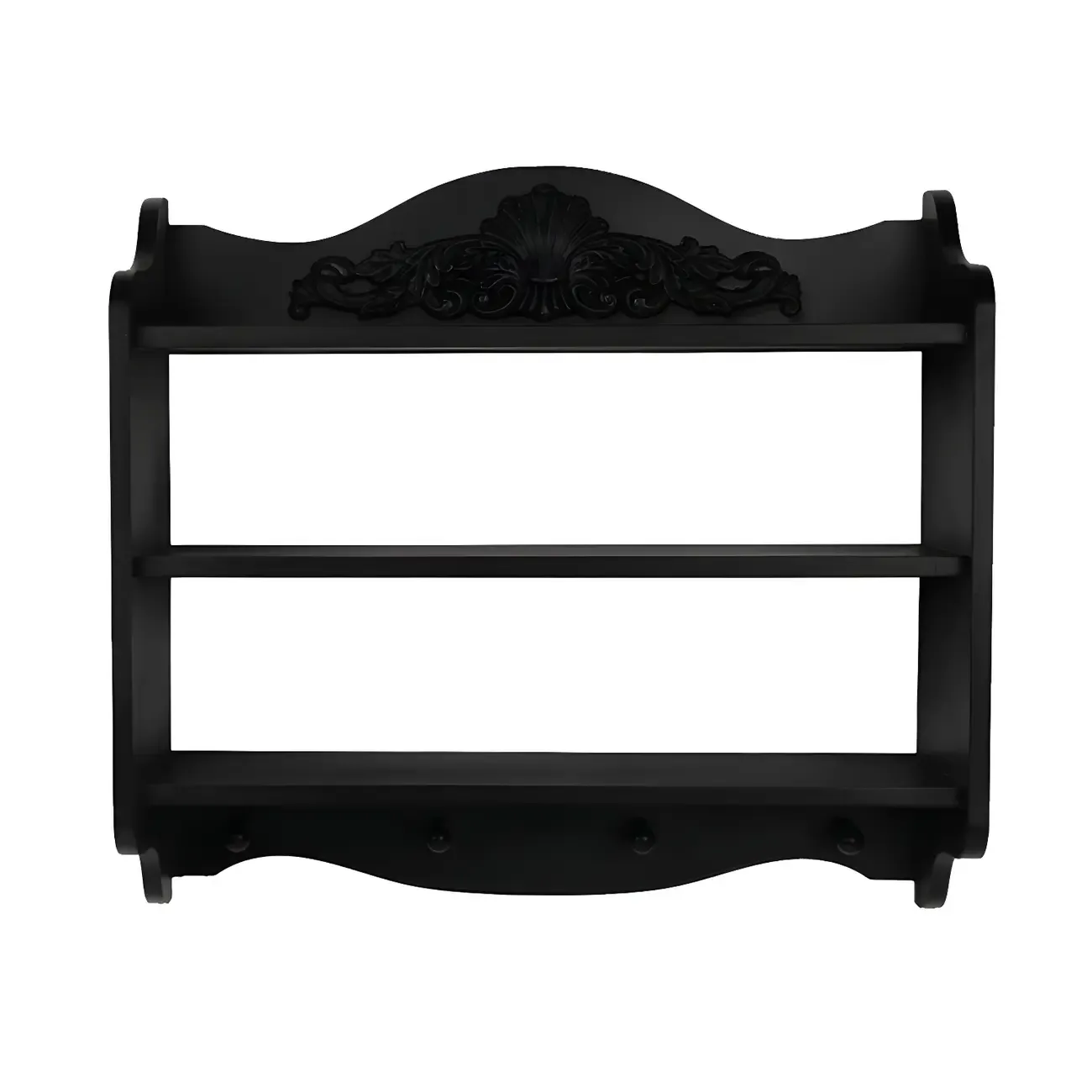 Small Black Wooden Wall-Mounted Display Cabinet Image - 7