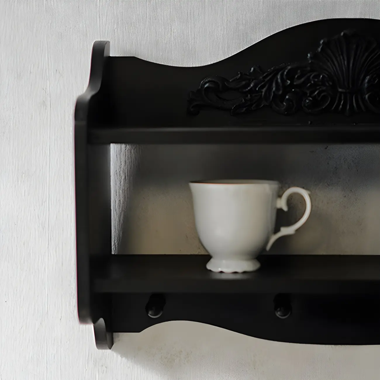 Small Black Wooden Wall-Mounted Display Cabinet Image - 9 | homeyfad