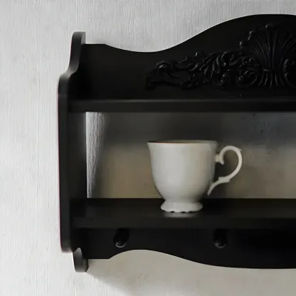Small Black Wooden Wall-Mounted Display Cabinet Image - 9
