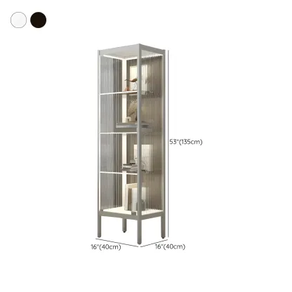 Adjustable Shelves Black Metal Glass Doors Display Cabinet #size