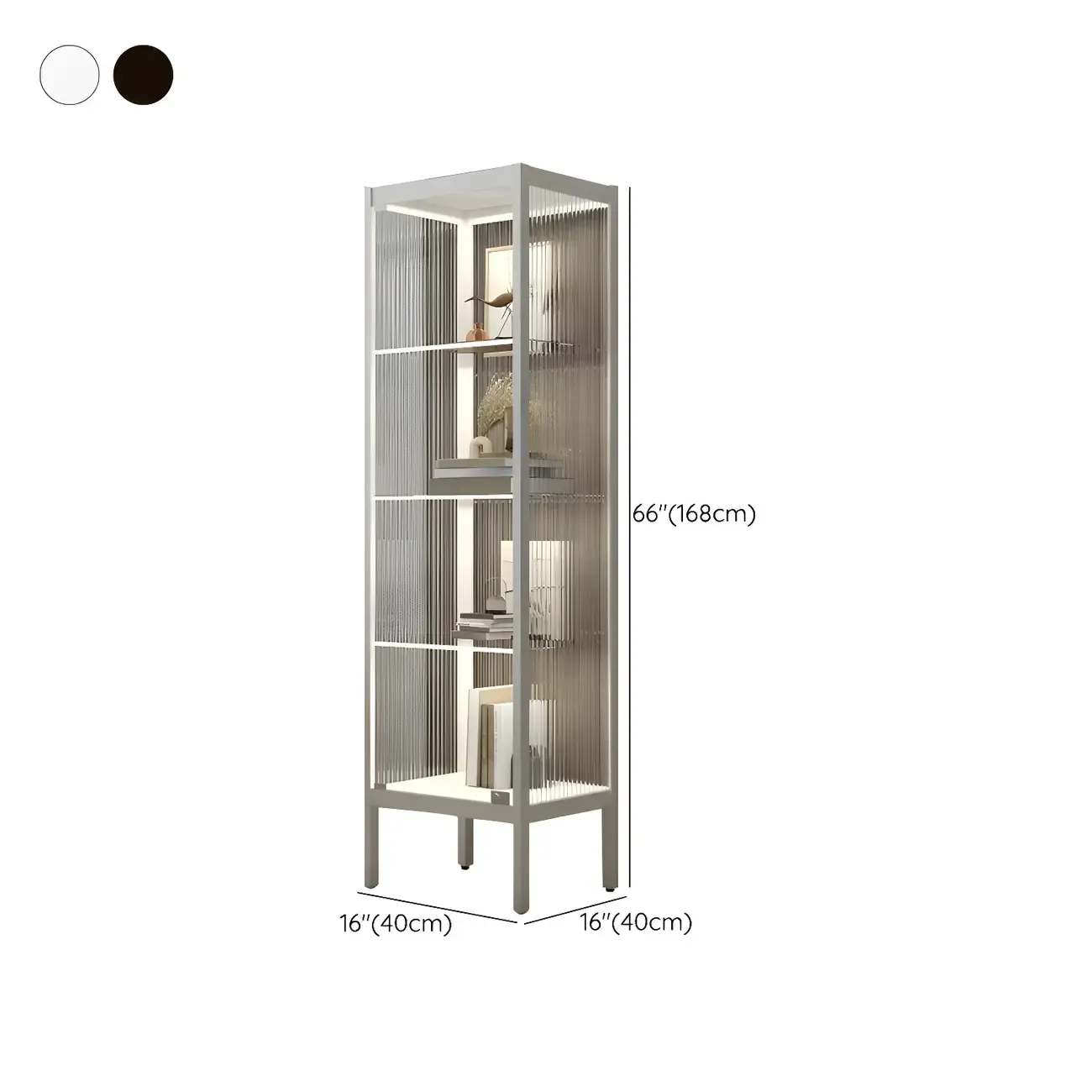 Adjustable Shelves Black Metal Glass Doors Display Cabinet Image - 12
