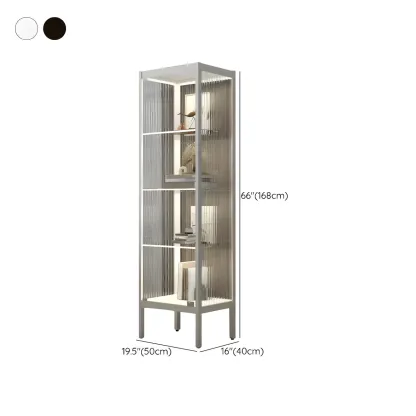 Adjustable Shelves Black Metal Glass Doors Display Cabinet Image - 13