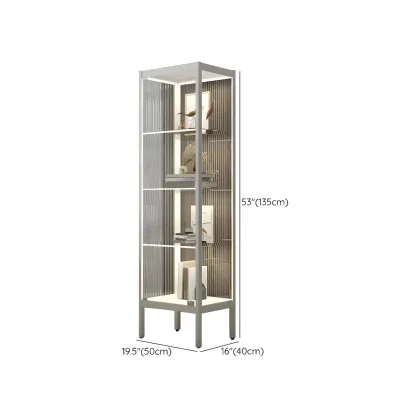 Adjustable Shelves Black Metal Glass Doors Display Cabinet Image - 15