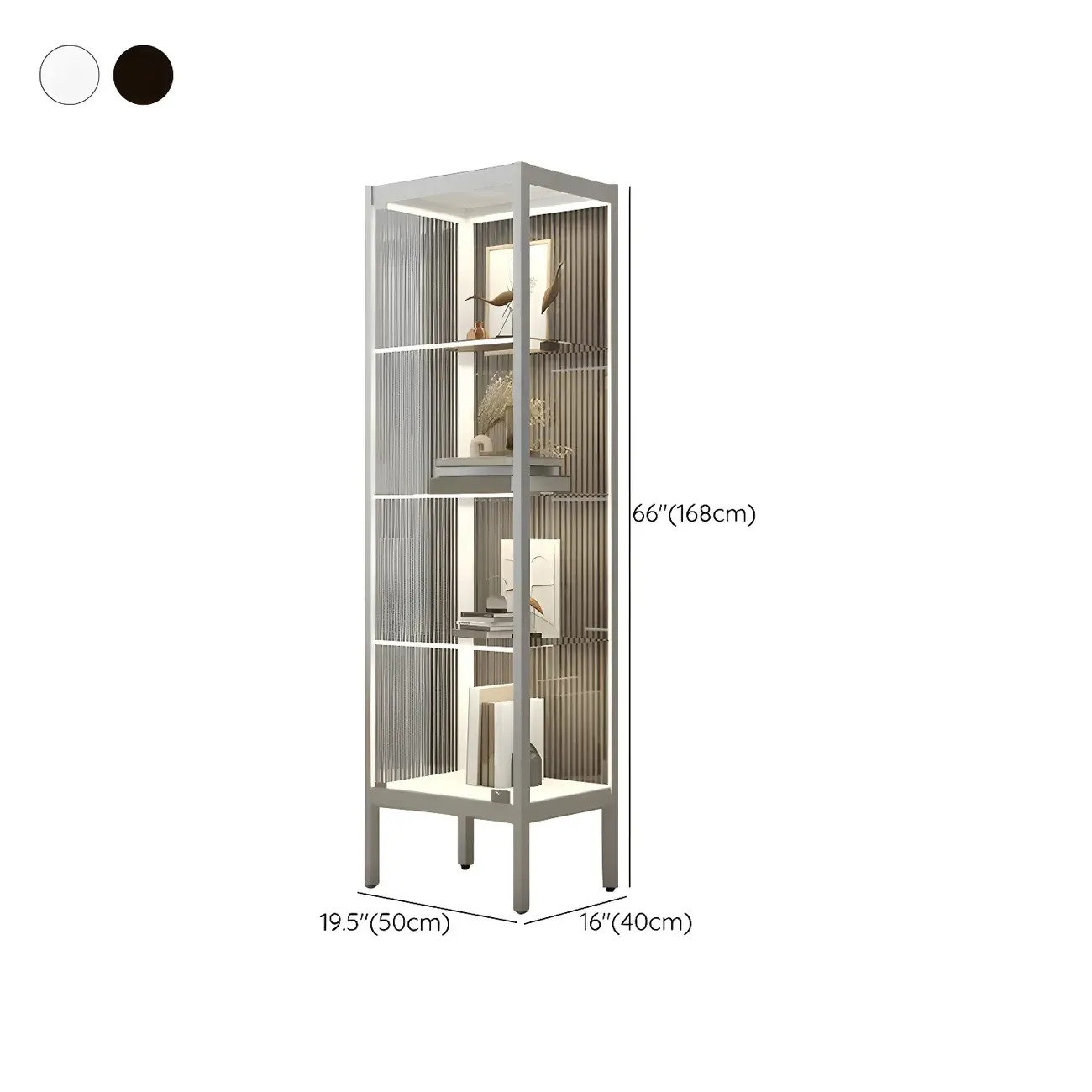 Adjustable Shelves Black Metal Glass Doors Display Cabinet Image - 17