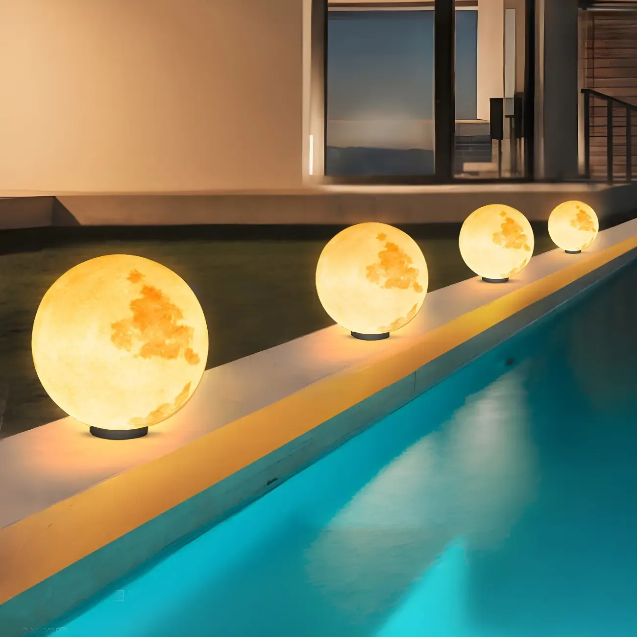 Yellow Moon-Theme Globe Resin Post Cap Light Image - 4