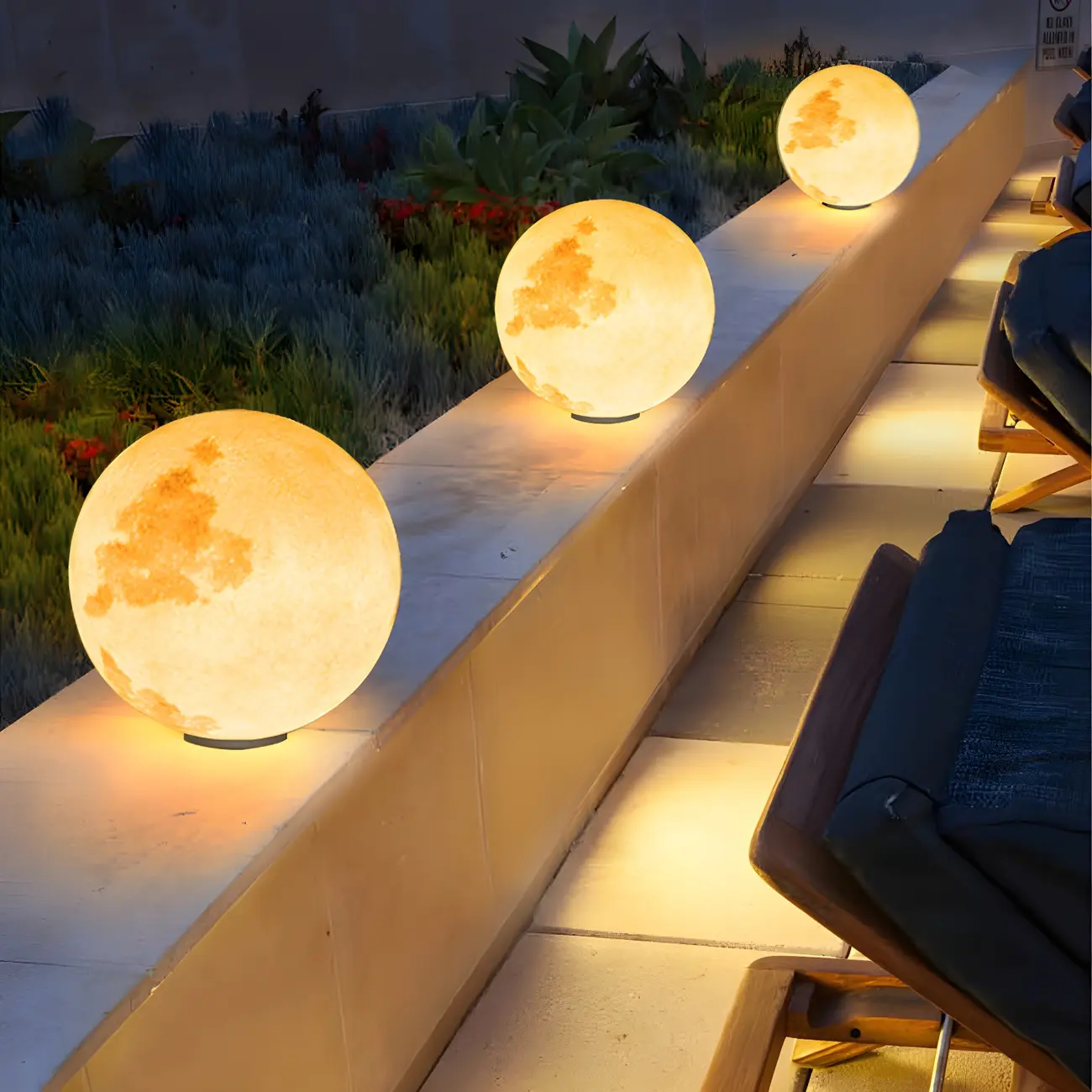 Yellow Moon-Theme Globe Resin Post Cap Light Image - 11 | homeyfad