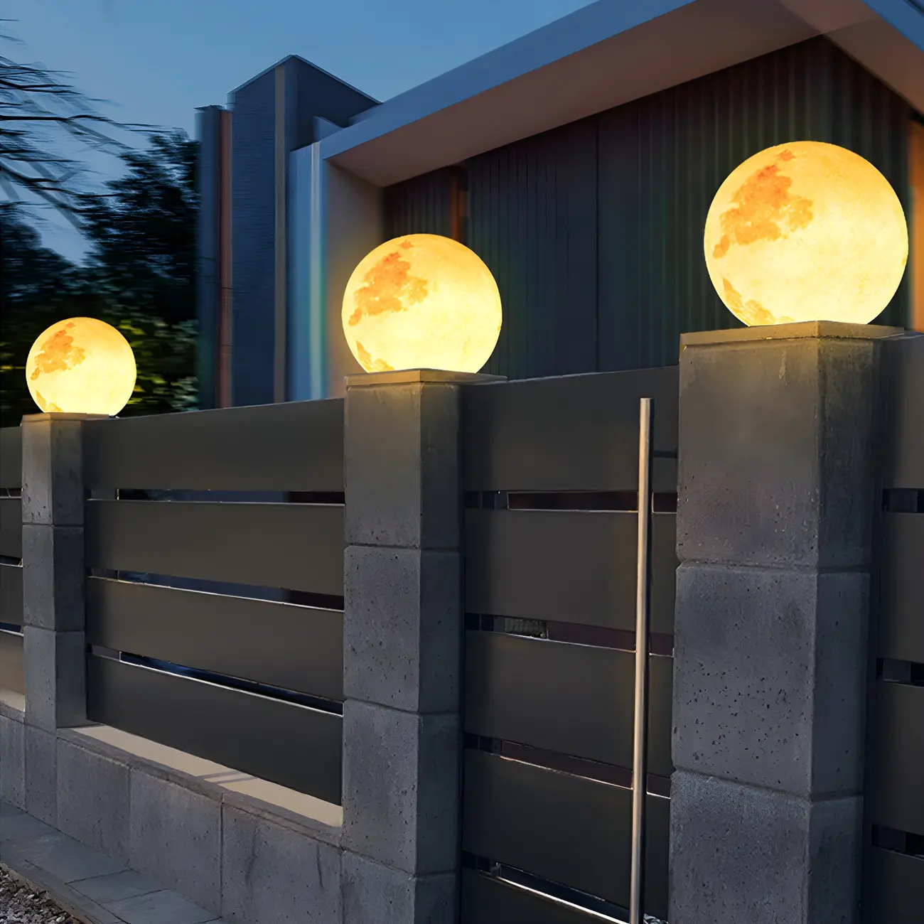 Yellow Moon-Theme Globe Resin Post Cap Light Image - 13 | homeyfad