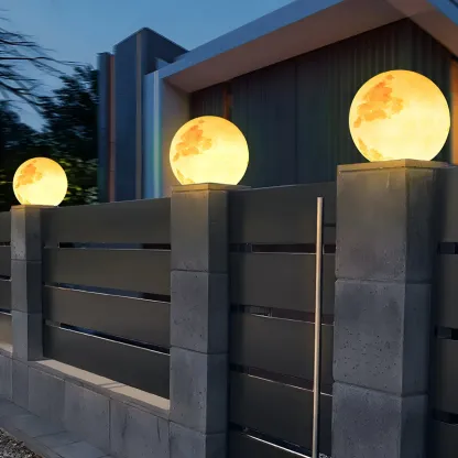 Yellow Moon-Theme Globe Resin Post Cap Light Image - 13