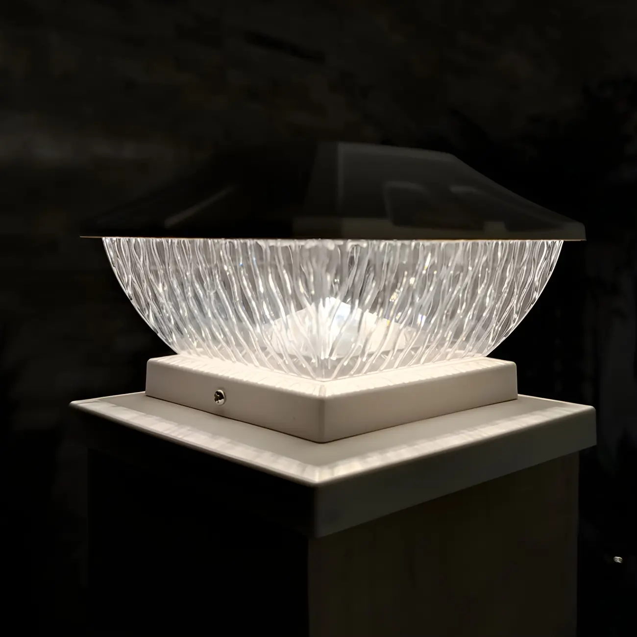 Solar Plastic Square Clear Shade Post Cap Light Image - 1 | homeyfad