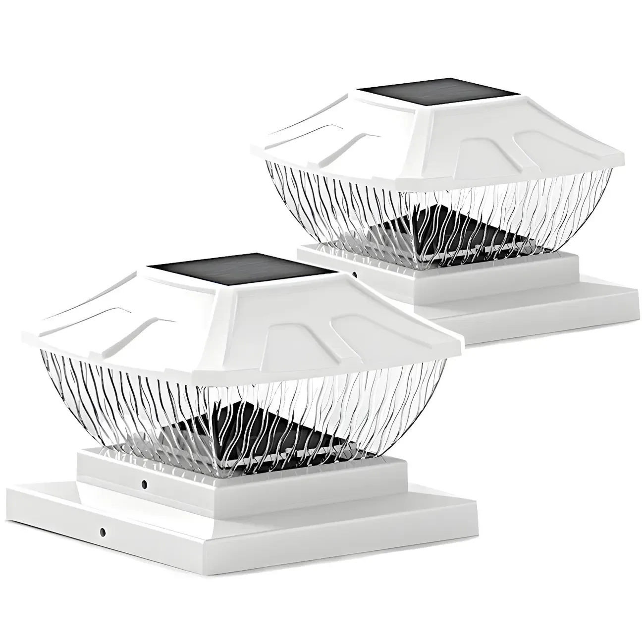 Solar Plastic Square Clear Shade Post Cap Light Image - 5