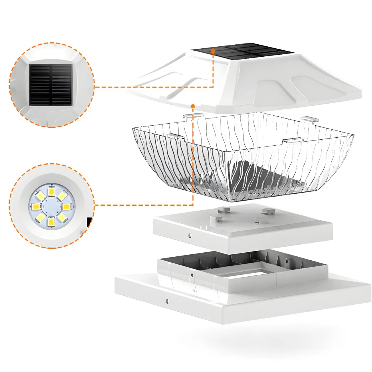 Solar Plastic Square Clear Shade Post Cap Light Image - 6 | homeyfad