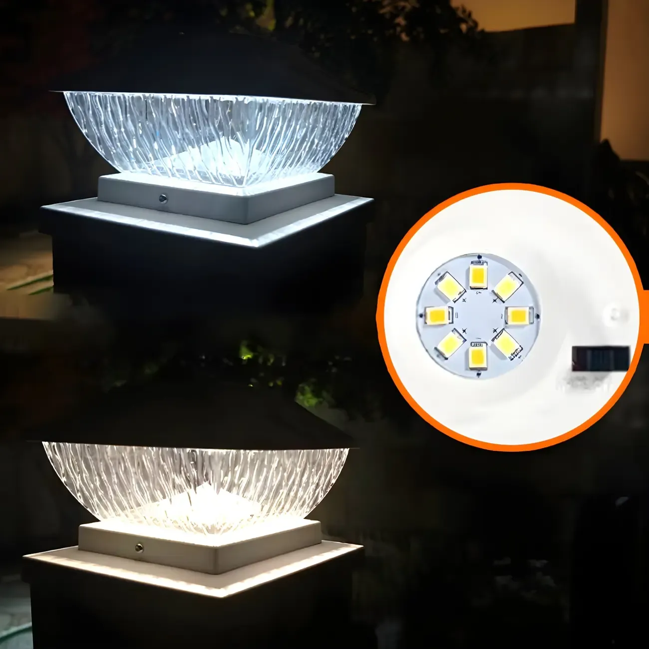 Solar Plastic Square Clear Shade Post Cap Light Image - 7