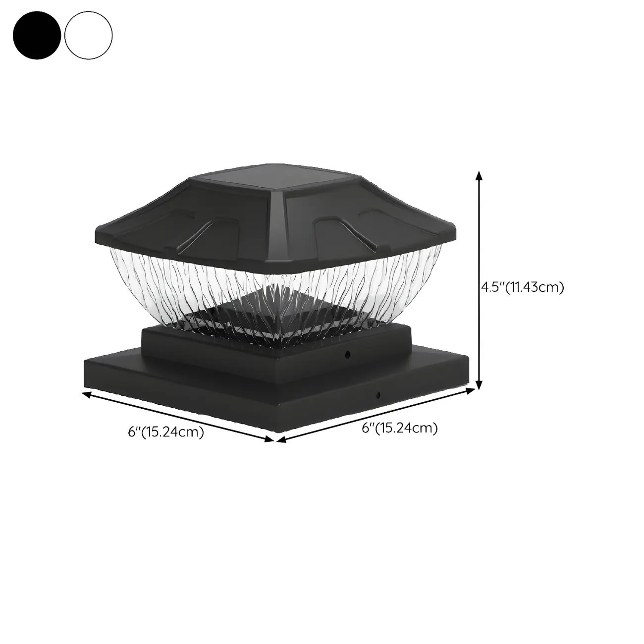 Solar Plastic Square Clear Shade Post Cap Light #size | homeyfad