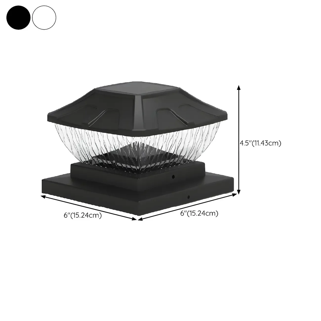 Solar Plastic Square Clear Shade Post Cap Light #size