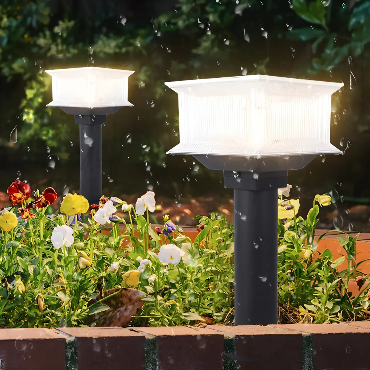 3 Color Light Solar Square Clear Post Cap Light Image - 5